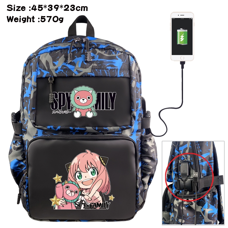 SPY×FAMILY Anime waterproof nylon camouflage backpack School Bag 45X39X23CM