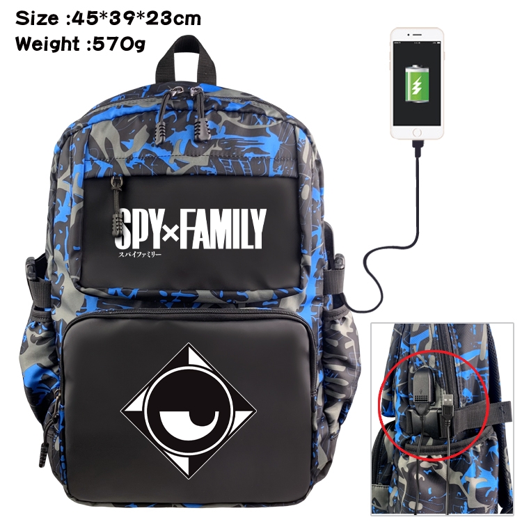 SPY×FAMILY Anime waterproof nylon camouflage backpack School Bag 45X39X23CM