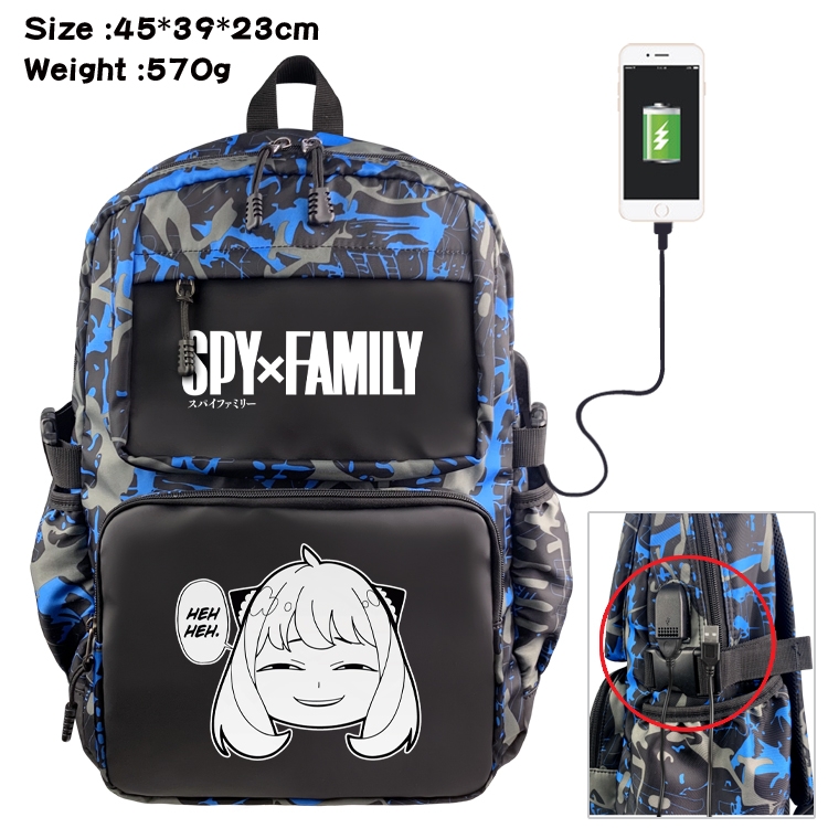 SPY×FAMILY Anime waterproof nylon camouflage backpack School Bag 45X39X23CM