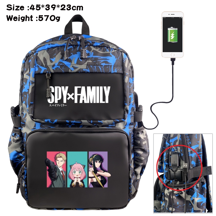 SPY×FAMILY Anime waterproof nylon camouflage backpack School Bag 45X39X23CM