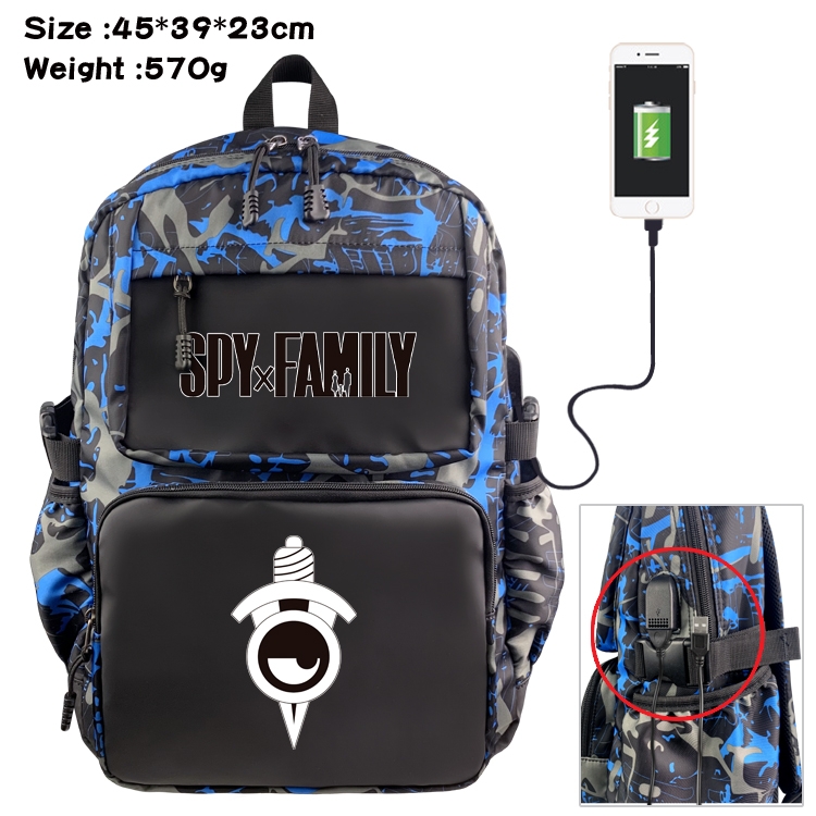 SPY×FAMILY Anime waterproof nylon camouflage backpack School Bag 45X39X23CM