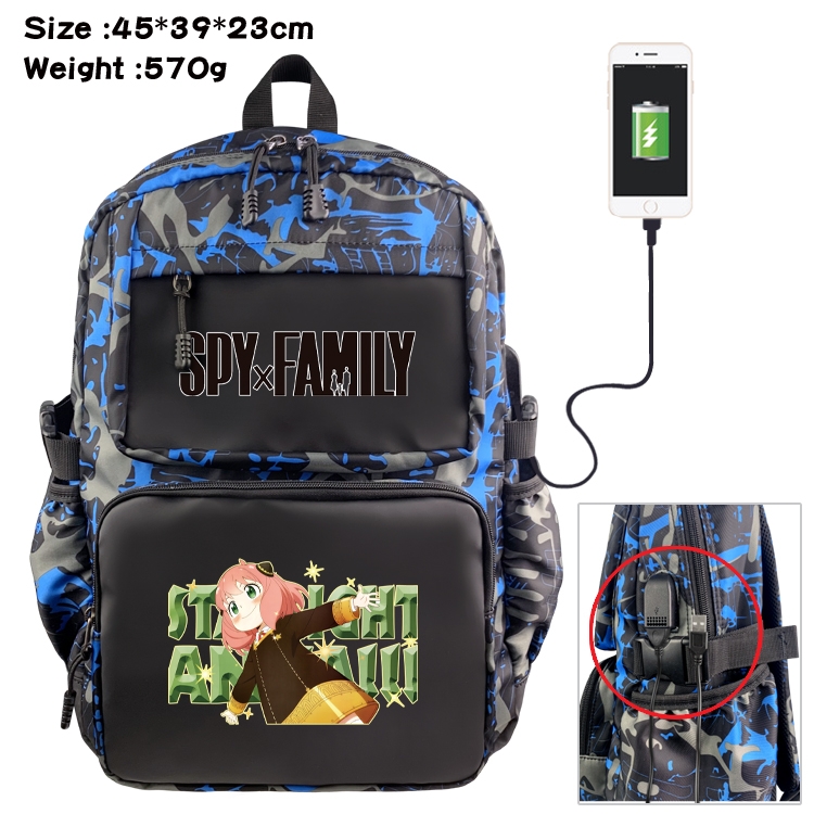 SPY×FAMILY Anime waterproof nylon camouflage backpack School Bag 45X39X23CM