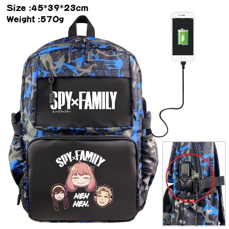 SPY×FAMILY Anime waterproof nylon camouflage backpack School Bag 45X39X23CM