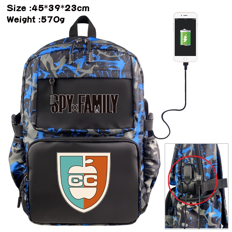 SPY×FAMILY Anime waterproof nylon camouflage backpack School Bag 45X39X23CM