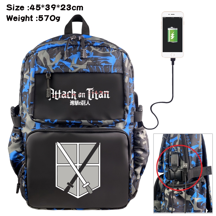 Shingeki no Kyojin Anime waterproof nylon camouflage backpack School Bag 45X39X23CM