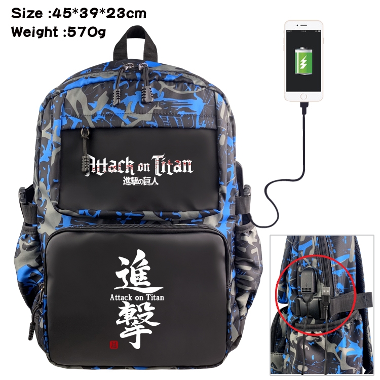 Shingeki no Kyojin Anime waterproof nylon camouflage backpack School Bag 45X39X23CM