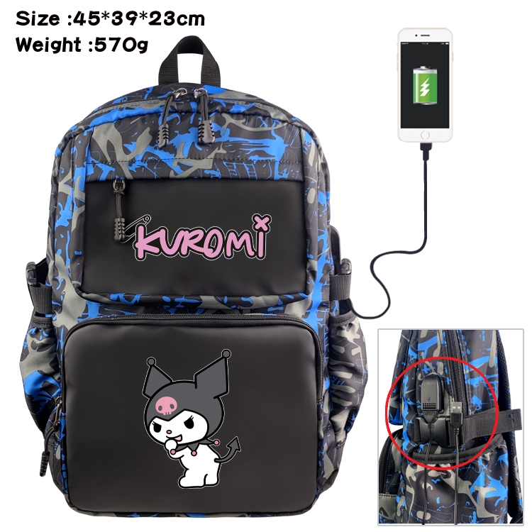 Kuromi and Melody waterproof nylon camouflage backpack School Bag 45X39X23CM