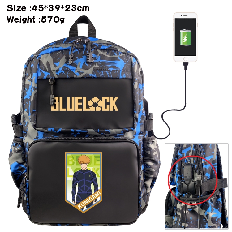 BLUE LOCK Anime waterproof nylon camouflage backpack School Bag 45X39X23CM