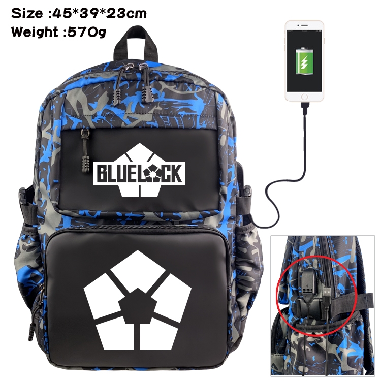 BLUE LOCK Anime waterproof nylon camouflage backpack School Bag 45X39X23CM