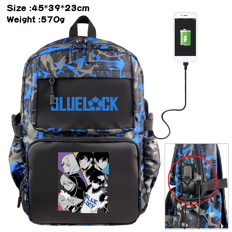 BLUE LOCK Anime waterproof nylon camouflage backpack School Bag 45X39X23CM