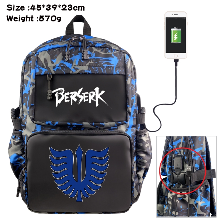 Berserk Anime waterproof nylon camouflage backpack School Bag 45X39X23CM