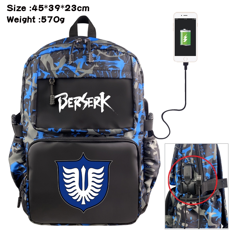 Berserk Anime waterproof nylon camouflage backpack School Bag 45X39X23CM