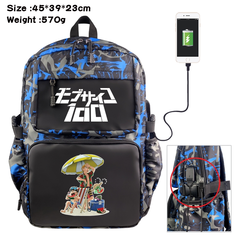 Mob Psycho 100 Anime waterproof nylon camouflage backpack School Bag 45X39X23CM