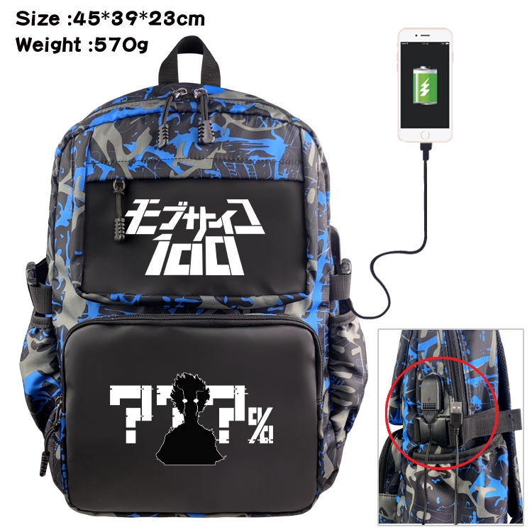 Mob Psycho 100 Anime waterproof nylon camouflage backpack School Bag 45X39X23CM