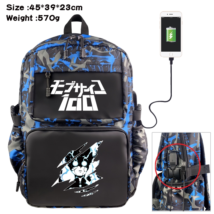 Mob Psycho 100 Anime waterproof nylon camouflage backpack School Bag 45X39X23CM