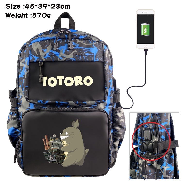 TOTORO Anime waterproof nylon camouflage backpack School Bag 45X39X23CM