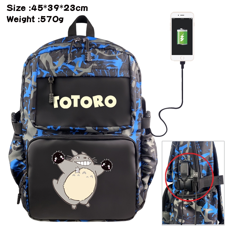TOTORO Anime waterproof nylon camouflage backpack School Bag 45X39X23CM