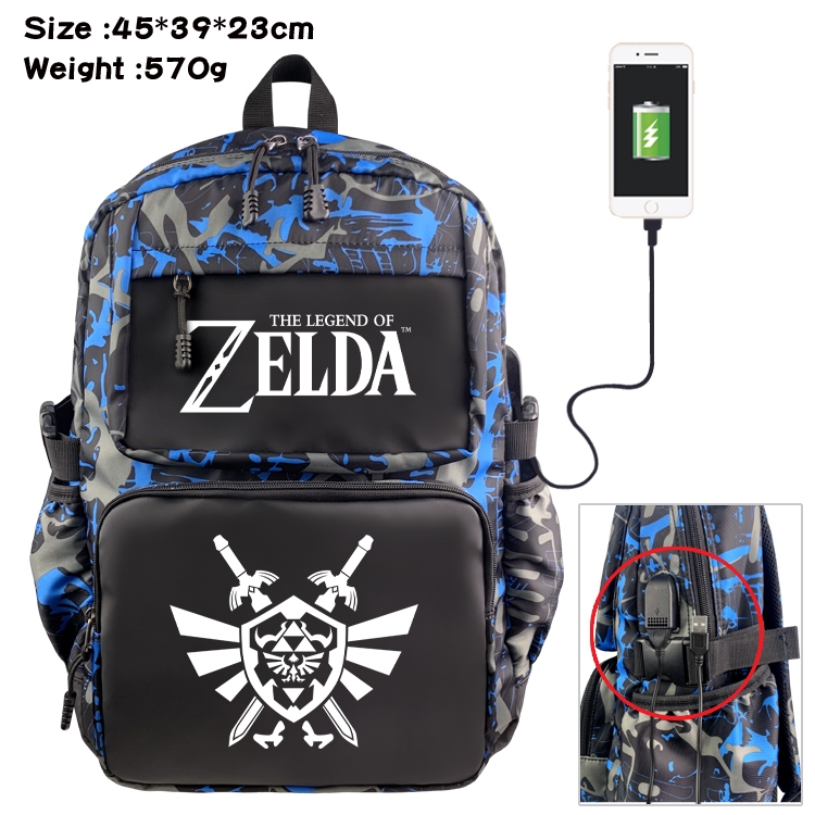 The Legend of Zelda Anime waterproof nylon camouflage backpack School Bag 45X39X23CM