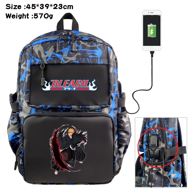 Bleach Anime waterproof nylon camouflage backpack School Bag 45X39X23CM