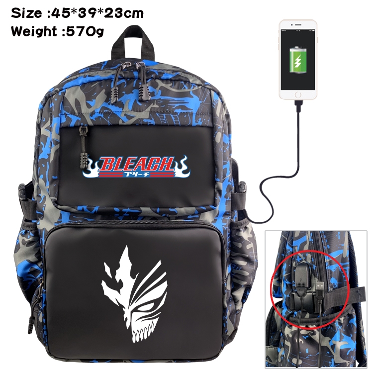 Bleach Anime waterproof nylon camouflage backpack School Bag 45X39X23CM