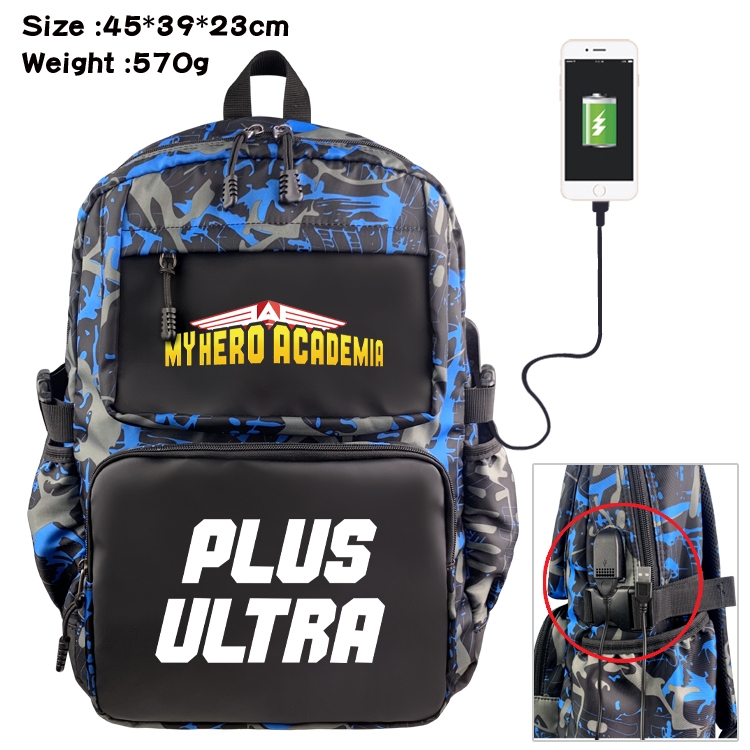 My Hero Academia Anime waterproof nylon camouflage backpack School Bag 45X39X23CM