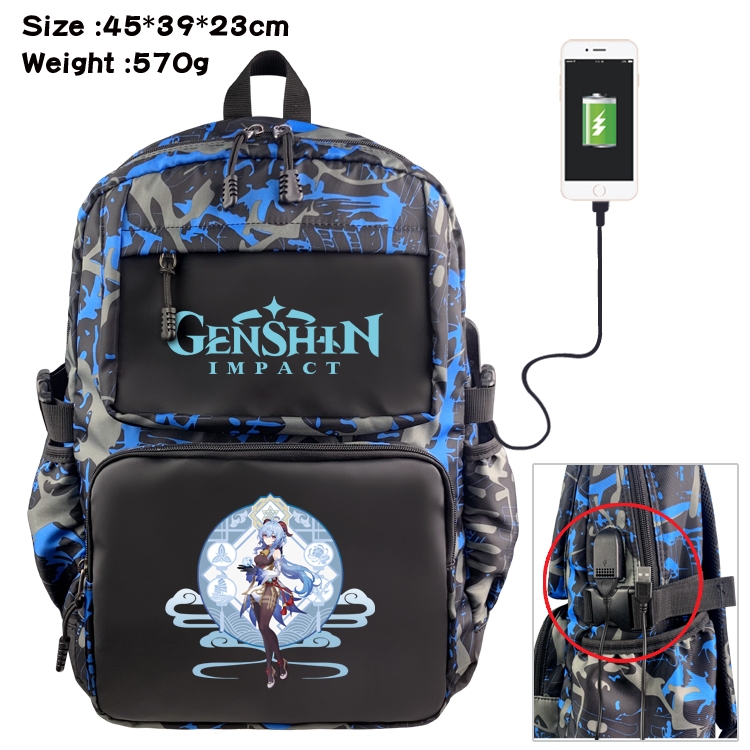 Genshin Impact Anime waterproof nylon camouflage backpack School Bag 45X39X23CM