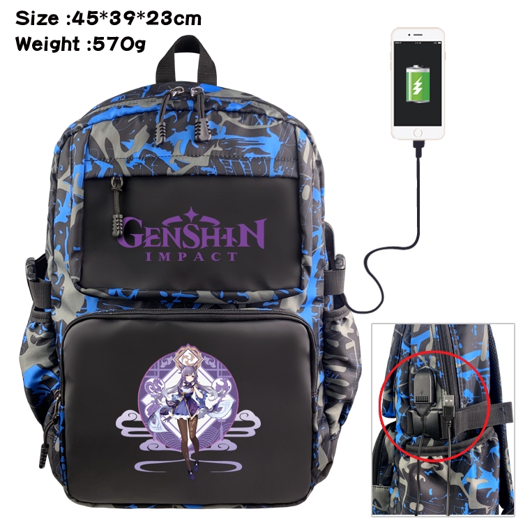 Genshin Impact Anime waterproof nylon camouflage backpack School Bag 45X39X23CM