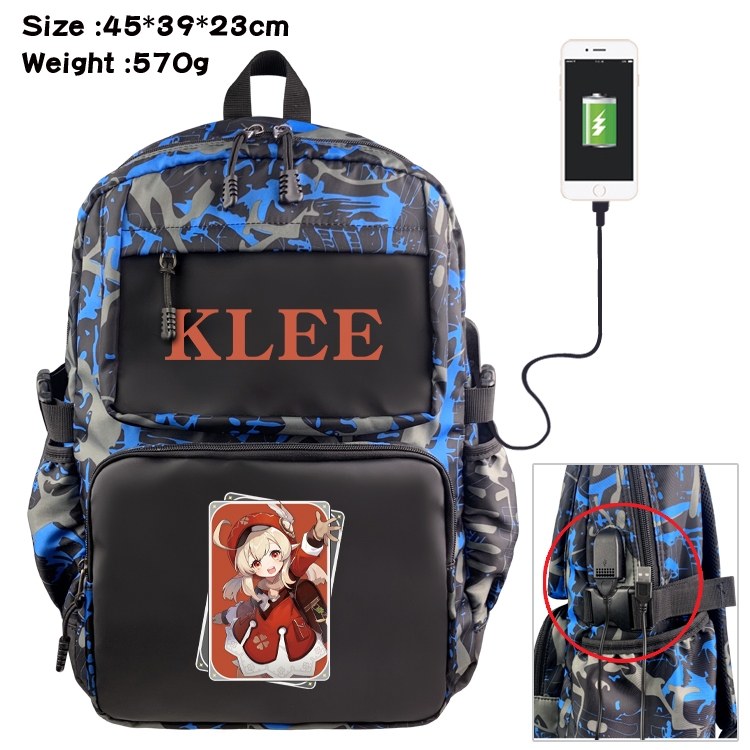 Genshin Impact Anime waterproof nylon camouflage backpack School Bag 45X39X23CM