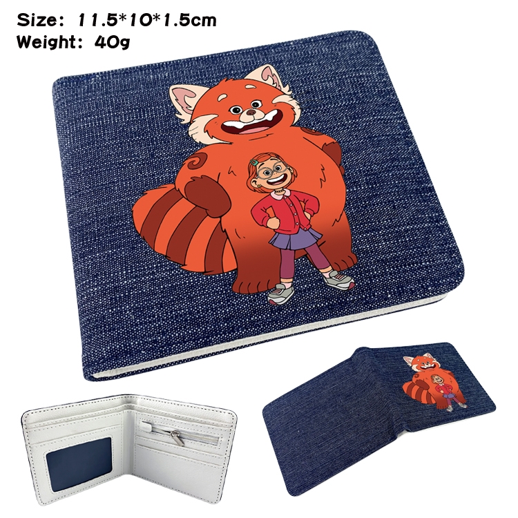 Turning Red Anime surrounding denim folding color picture wallet 11.5X10X1.5CM 40g