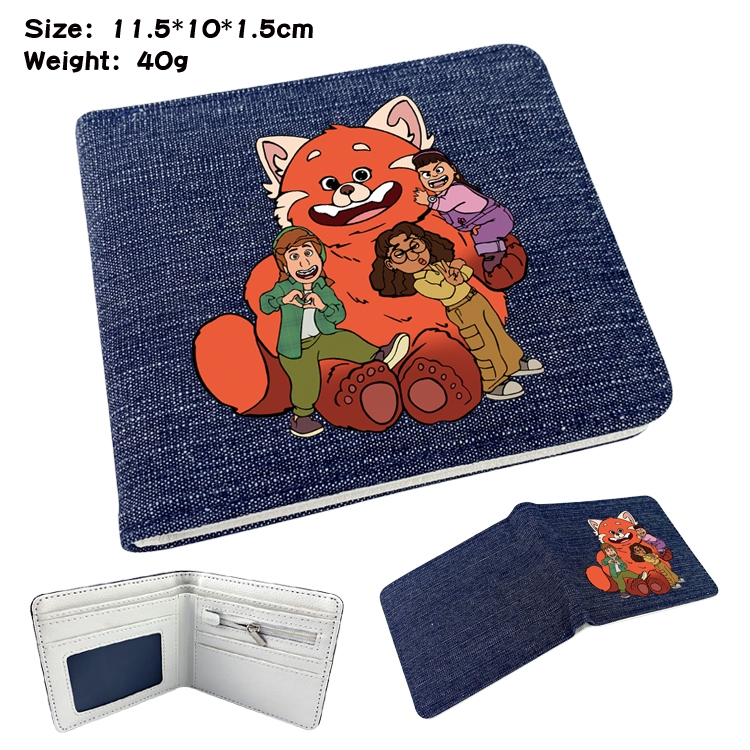 Turning Red Anime surrounding denim folding color picture wallet 11.5X10X1.5CM 40g