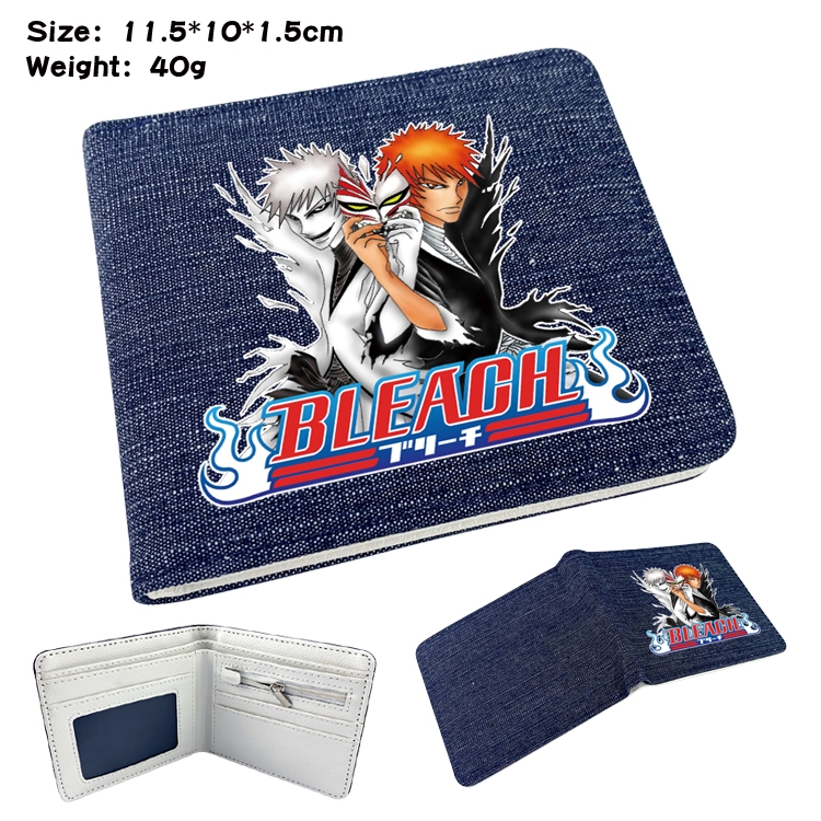 Bleach Anime denim folding color picture wallet 11.5X10X1.5CM