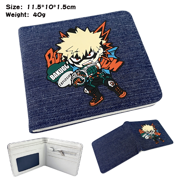 My Hero Academia  Anime denim folding full-color wallet 11.5X10X1.5CM