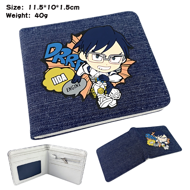 My Hero Academia  Anime denim folding full-color wallet 11.5X10X1.5CM