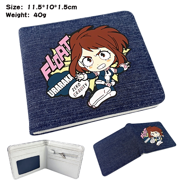 My Hero Academia  Anime denim folding full-color wallet 11.5X10X1.5CM