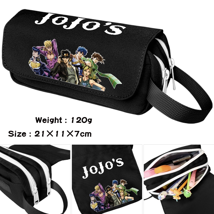JoJos Bizarre Adventure Anime waterproof canvas portable double-layer pencil bag cosmetic bag 21x11x7cm