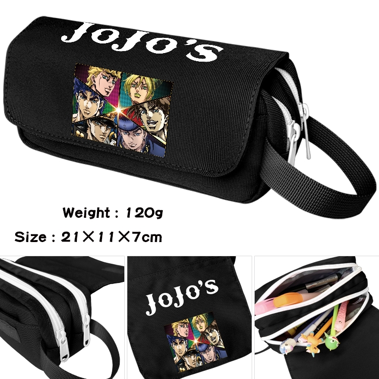 JoJos Bizarre Adventure Anime waterproof canvas portable double-layer pencil bag cosmetic bag 21x11x7cm