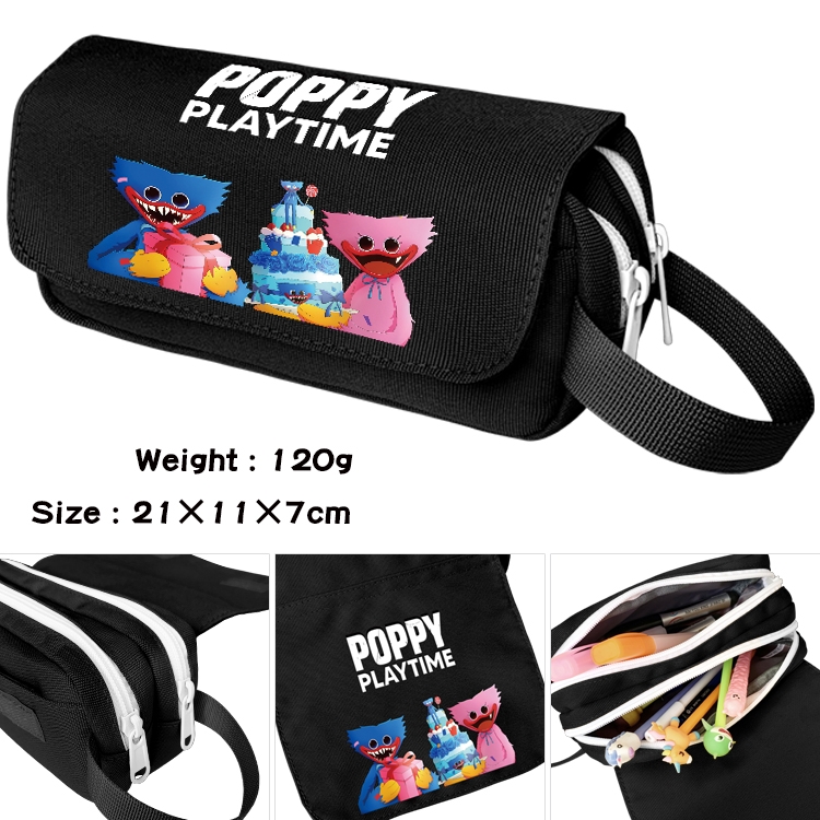 Poppy Playtime Anime waterproof canvas portable double-layer pencil bag cosmetic bag 21x11x7cm