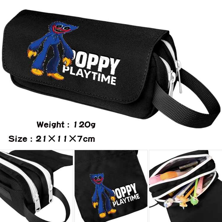 Poppy Playtime Anime waterproof canvas portable double-layer pencil bag cosmetic bag 21x11x7cm