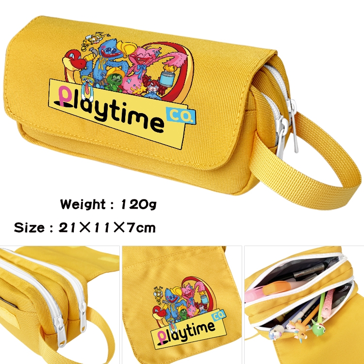 Poppy Playtime Anime waterproof canvas portable double-layer pencil bag cosmetic bag 21x11x7cm