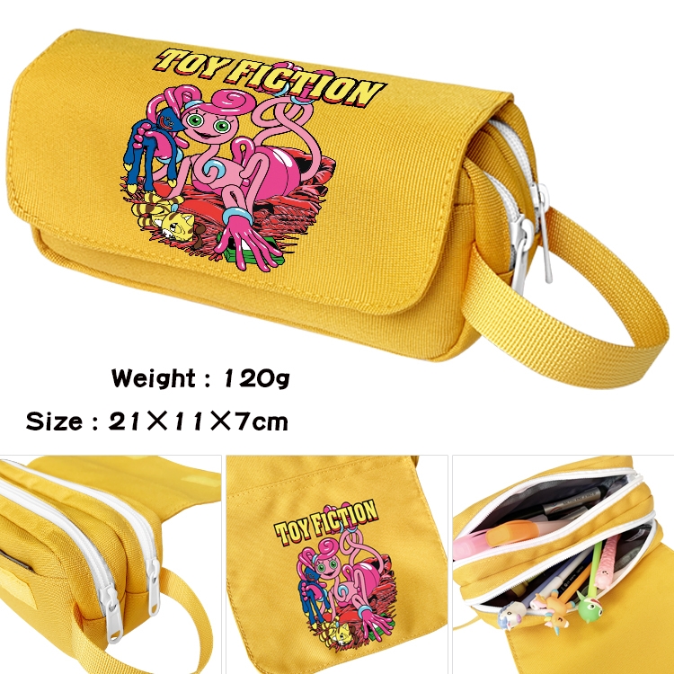 Poppy Playtime Anime waterproof canvas portable double-layer pencil bag cosmetic bag 21x11x7cm