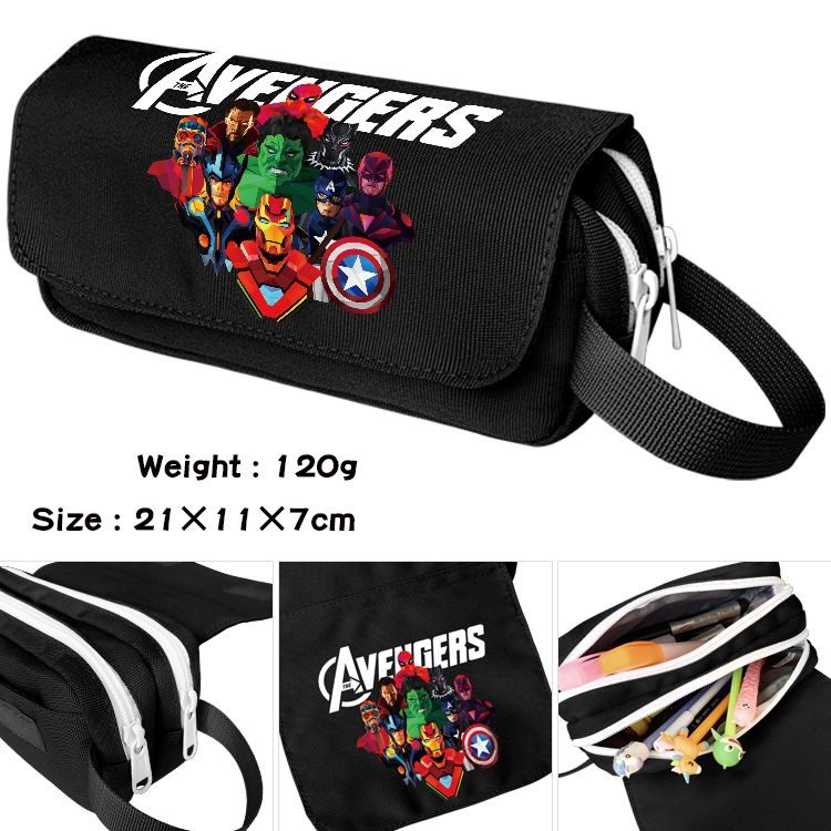 Superhero Movie Anime waterproof canvas portable double-layer pencil bag cosmetic bag 21x11x7cm