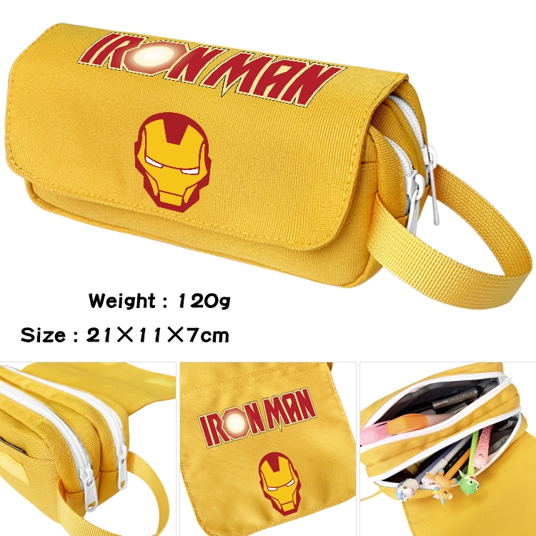 Superhero Movie Anime waterproof canvas portable double-layer pencil bag cosmetic bag 21x11x7cm