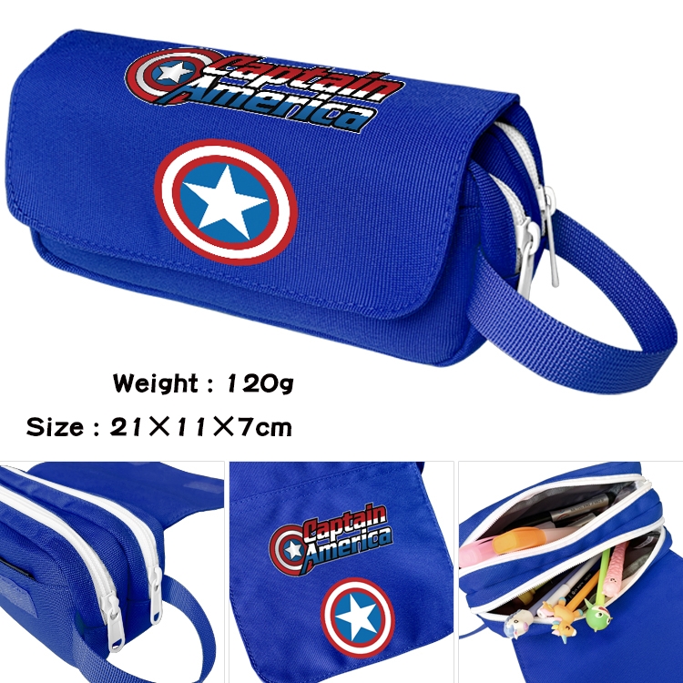 Superhero Movie Anime waterproof canvas portable double-layer pencil bag cosmetic bag 21x11x7cm