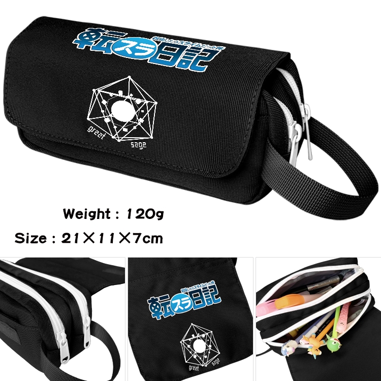 That Time I Got Slim Anime waterproof canvas portable double-layer pencil bag cosmetic bag 21x11x7cm