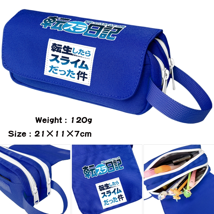 That Time I Got Slim Anime waterproof canvas portable double-layer pencil bag cosmetic bag 21x11x7cm