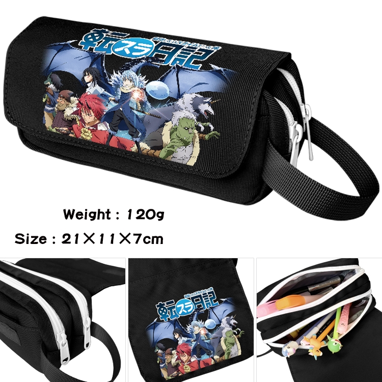 That Time I Got Slim Anime waterproof canvas portable double-layer pencil bag cosmetic bag 21x11x7cm