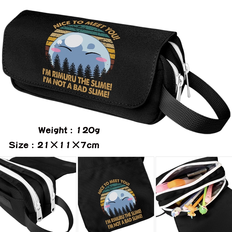 That Time I Got Slim Anime waterproof canvas portable double-layer pencil bag cosmetic bag 21x11x7cm