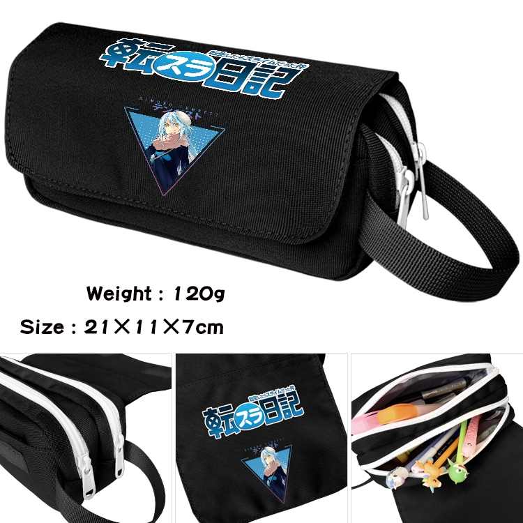 That Time I Got Slim Anime waterproof canvas portable double-layer pencil bag cosmetic bag 21x11x7cm