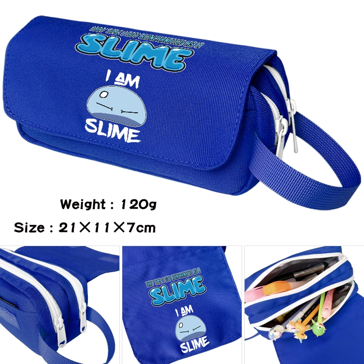 That Time I Got Slim Anime waterproof canvas portable double-layer pencil bag cosmetic bag 21x11x7cm