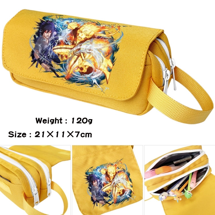 Naruto Anime waterproof canvas portable double-layer pencil bag cosmetic bag 21x11x7cm